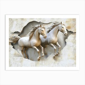 Two Horses Running Art Print