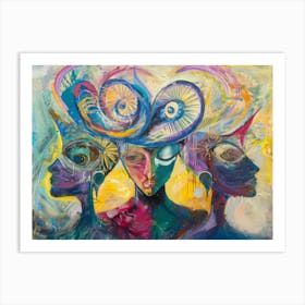 Three Women'S Heads Art Print