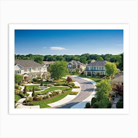 An Elegant Upscale Suburban Residential Real Estate Landscape Displaying Meticulous Homes Immersed (6) Art Print