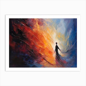 Woman Walking Through A Fire Art Print