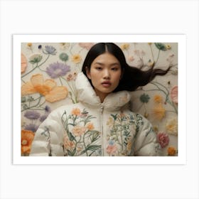 Asian Model In Floral Jacket Art Print