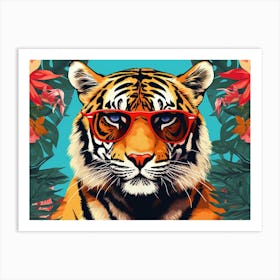 Tiger In Sunglasses Retro Art Print