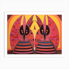 Armadillo 3 Folk Style Animal Illustration Art Print