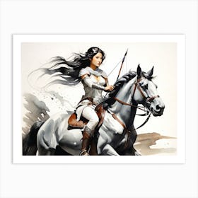 Female Warrior On Horseback Art Print