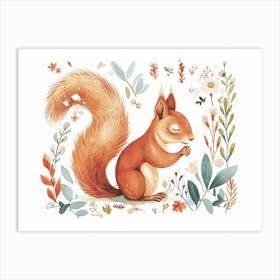 Little Floral Squirrel 3 Art Print