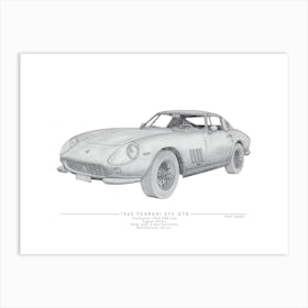 Ferrari 275 GTB Pencil Illustration 1 Art Print