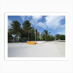 Sailboats On The Beach Tropical Maldives Art Print