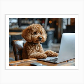 Poodle On A Laptop Art Print