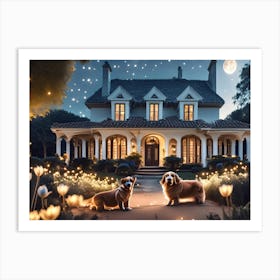 Two lovers In Front Of A House Art Print