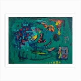 Abstract Wall Art in Green & Yellow Art Print