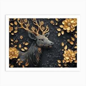 Gold Deer Art Print