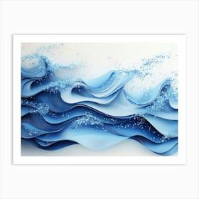 Abstract Artwork Background with Blue Waves Art Print