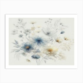 Dry Bouquet Art Print Blue Flowers Art Print