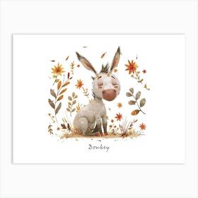 Little Floral Donkey 3 Poster Art Print