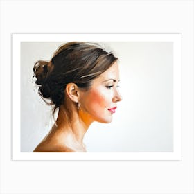 Side Profile Of Beautiful Woman Oil Painting 28 Art Print