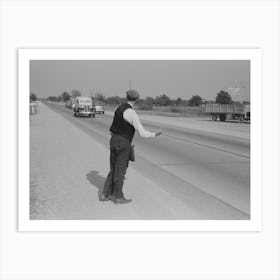 Hitchhiker At City Limits Of Waco, Texas By Russell Lee Art Print