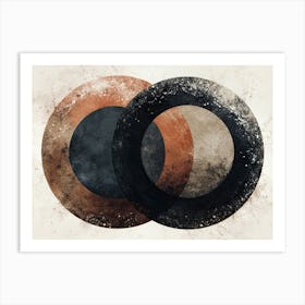 Abstract Intersecting Circles With Grunge Texture 1 Art Print