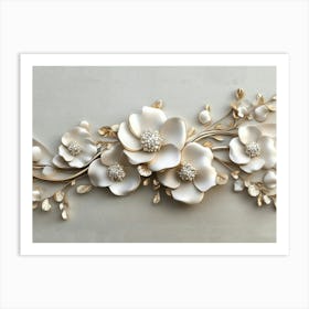 White Flowers Wall Art Art Print