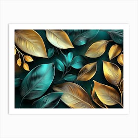 Gold Leaves Wallpaper Art Print