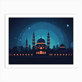 Islamic Mosque At Night Art Print Art Print