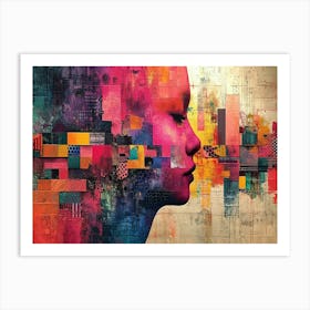 Colorful Chronicles: Abstract Narratives of History and Resilience. Abstract Of A Woman'S Head Art Print