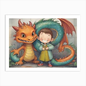 Dragon And Boy Art Print