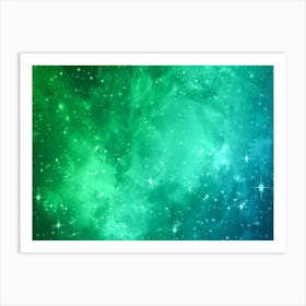 Shining Aqua Galaxy Space Background Art Print