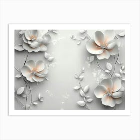 White Flowers On A White Background Art Print