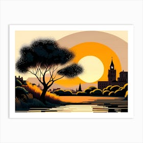 Sunset By The River Art Print