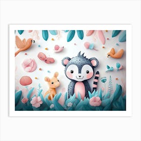 Art With Animals And Pastel Colors 3 Art Print