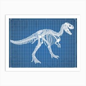 Maiasaura Skeleton Hand Drawn Blueprint 1 Art Print