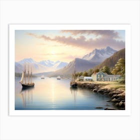 Camden Mountains From The South Entrance To Camden Harbor 3 Art Print