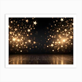 A Dark Background With Golden Stars Scattered Throughout, Creating A Magical And Festive Atmosphere Art Print