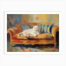 Cat On A Couch Art Print