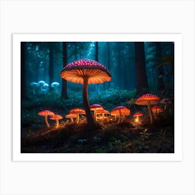 Magical gloving Mushroom Forest Art Print