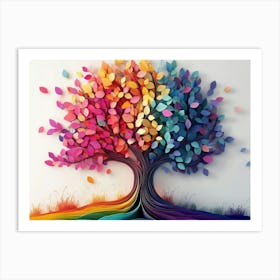 Colorful Tree With Multicolor Leaves 9 Art Print