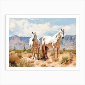 Horses Painting In Arizona Desert, Usa, Landscape 4 Art Print