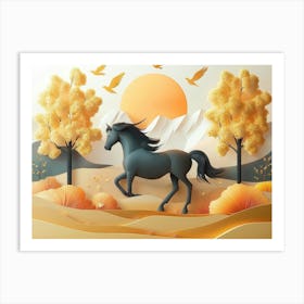 Horse In The Autumn Art Print