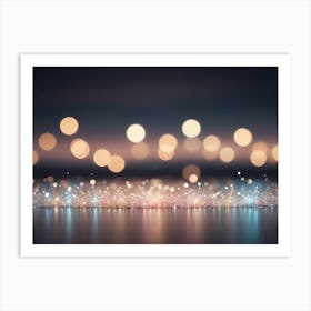 A Dark Background With A Strip Of Silver Glitter And A Blurred Background Of Golden Lights Art Print