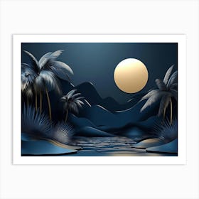 Abstract Tropical Island Landscape 1 Art Print