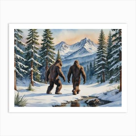 Bigfoot Snowfall and Shadows Art Print