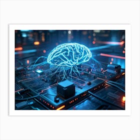 An Intricate Digital Brain Interface Intertwined With A Vast Ai Network Studying The Neural Connec (1) 2 Art Print