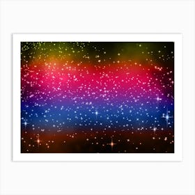 Orange, Blue, Magenta, Yellow Shining Star Background Art Print