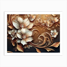 Gold And White Flowers 4 Art Print