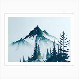 Mountain And Forest In Minimalist Watercolor Horizontal Composition 318 Art Print