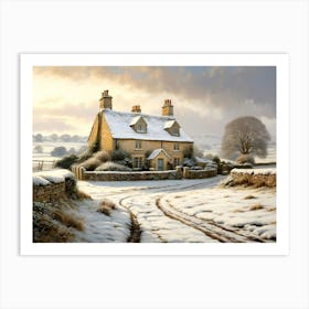 Country Cottage In Winter Art Print