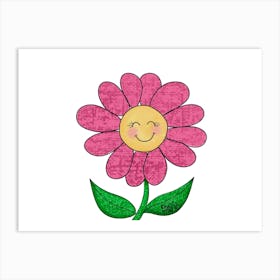 Smiling pink flower Art Print