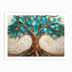 Fantasy 3d On Wooden Oak Kaleidoscopic Leaves Art Print