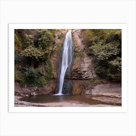 Waterfall In The Mountains Art Print