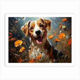 Beagle In Flowers Art Print